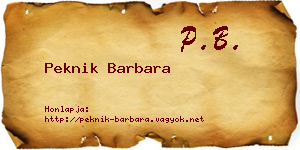 Peknik Barbara névjegykártya